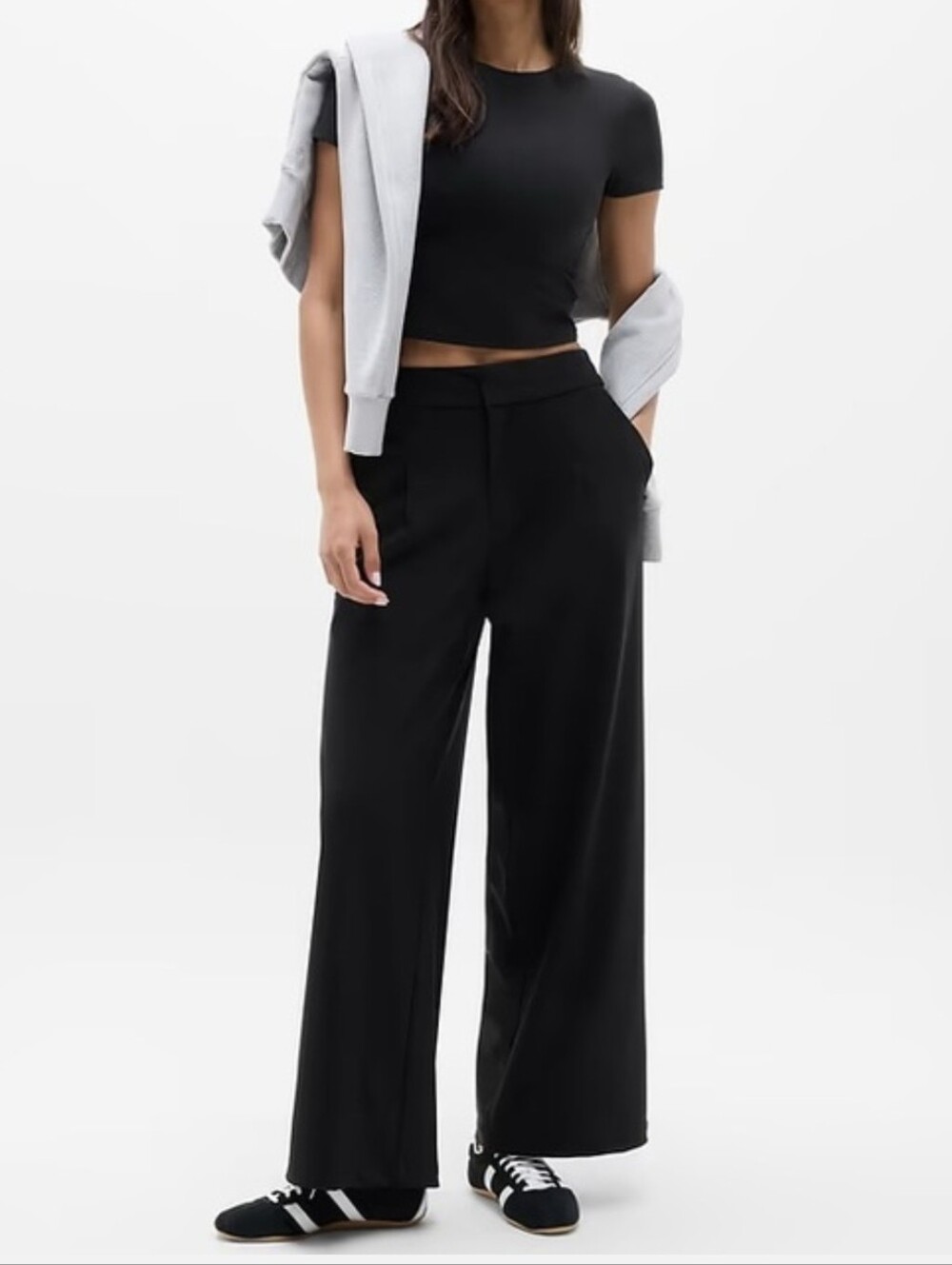 Athleta Pinnacle Wide Leg Black Pants Size 14 P